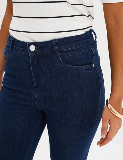 Jeans skinny taille haute cropped denim brut femme