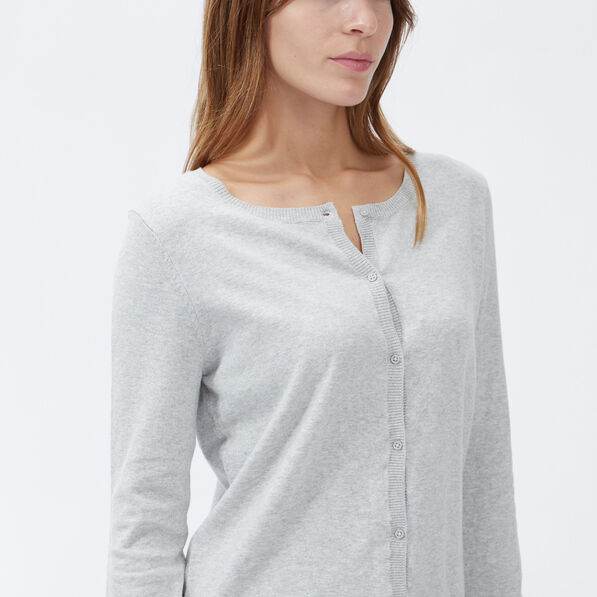 gilet manches longues boutonne col rond gris femme Gilet manches longues boutonné col rond gris femme