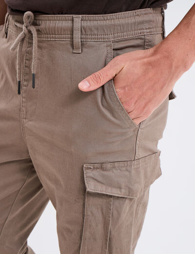 Pantalon cargo slim coton Liberto taupe homme
