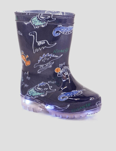 Bottes de pluie lumineuses bleu marine b&eacute;b&eacute; fille
