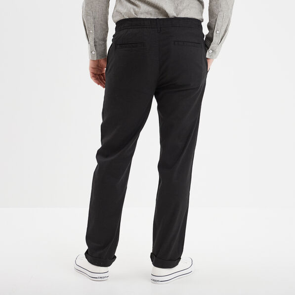 Pantalon chino droit lin mélangé noir homme