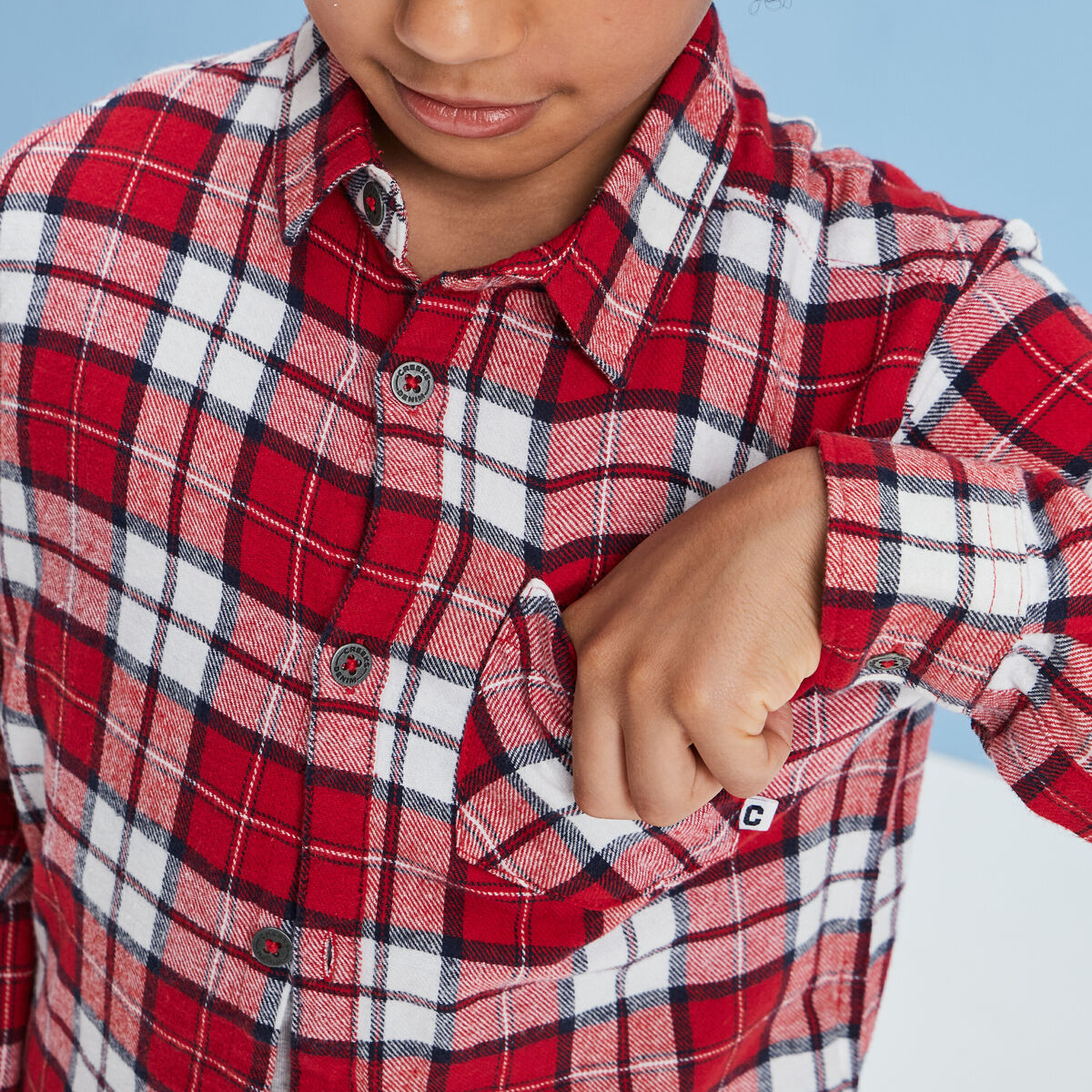 Chemise manches longues Creeks rouge garçon