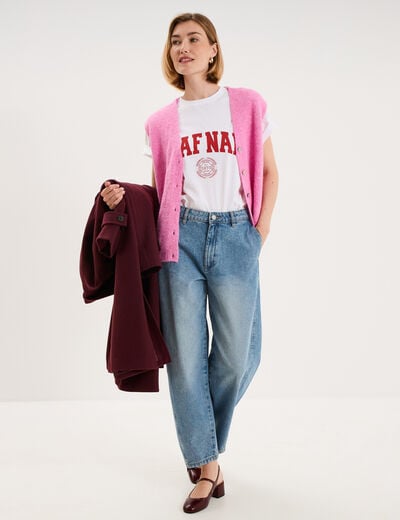 Jean barrel taille haute denim stone femme