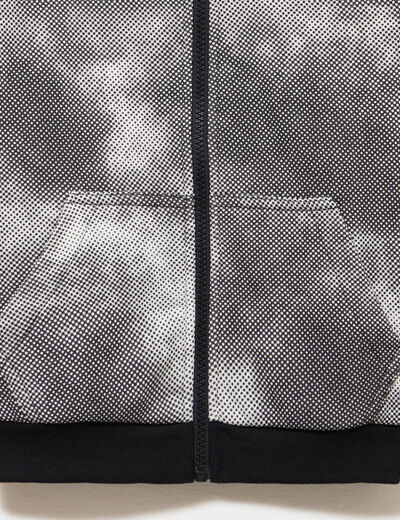 Sweat zipp&eacute; &agrave; capuche molleton imprim&eacute; noir gar&ccedil;on