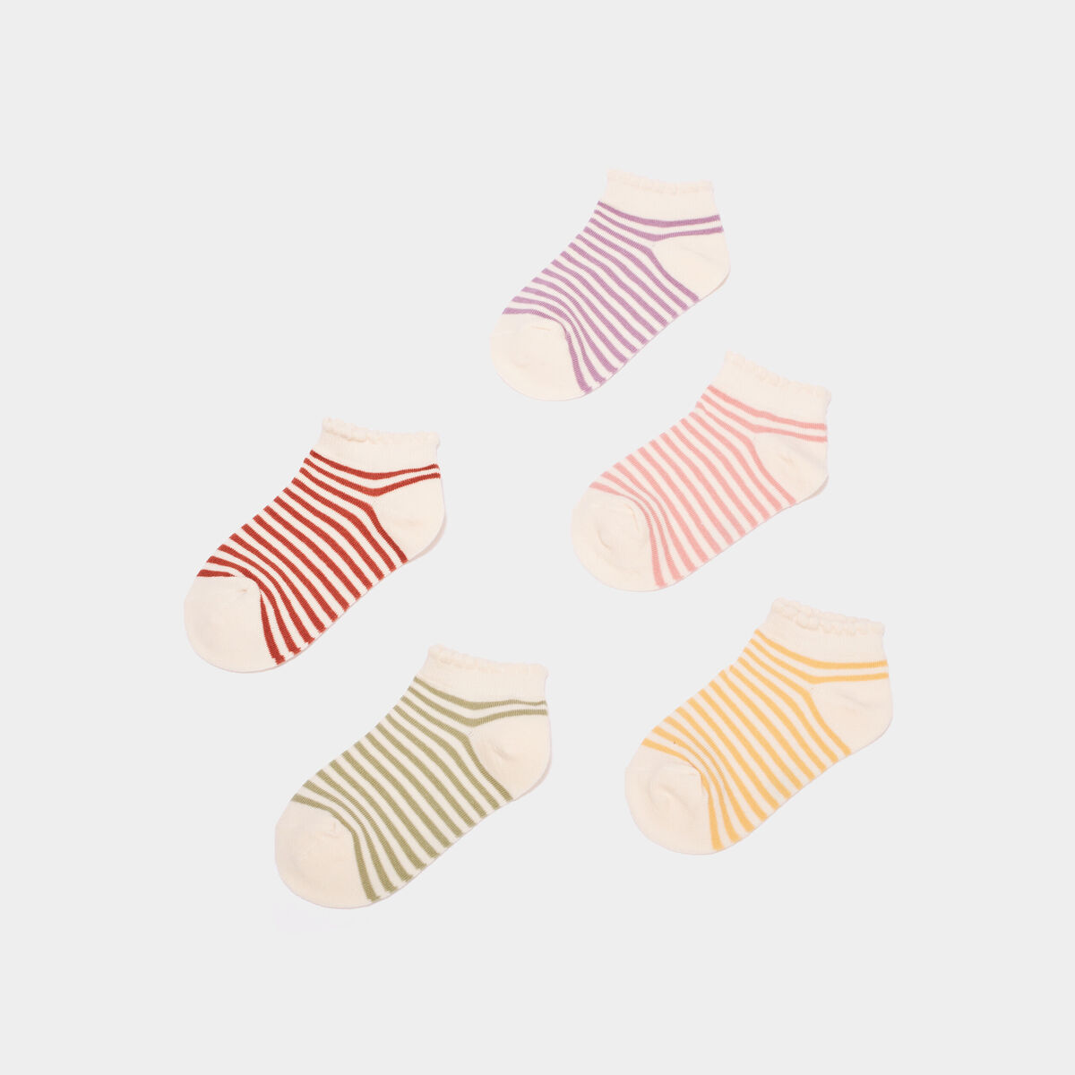 Lot 5 paires socquettes bord festonné multicolore fille