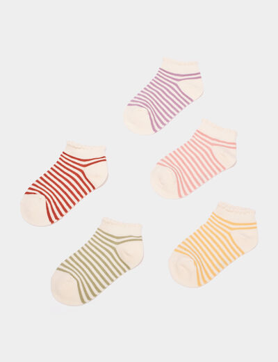 Lot 5 paires socquettes bord festonné multicolore fille