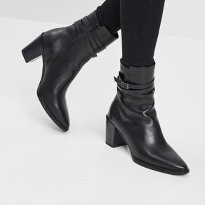 bottines a talons en cuir noir femme Bottines à talons en cuir noir femme