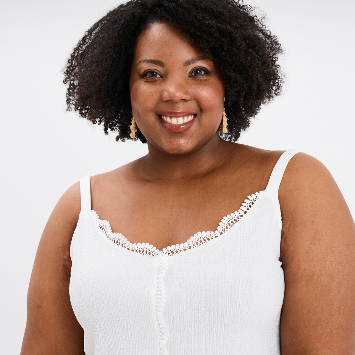 Débardeur détails dentelle blanc femme grande taille