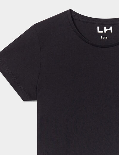T-shirt manches courtes en coton noir fille