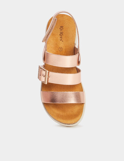 Sandales en cuir Kickers Alana rose fille