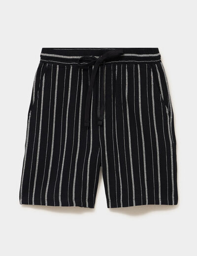 Bermuda short chino droit coton noir homme