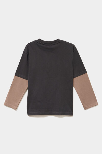 T-shirt manches longues coton Naruto noir gar&ccedil;on