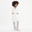 Peignoir long effet polaire &agrave; capuche ivoire femme