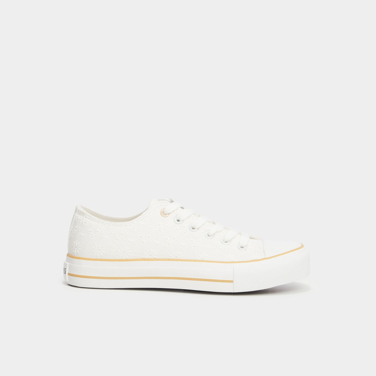 Tennis en toile &agrave; lacets ivoire femme