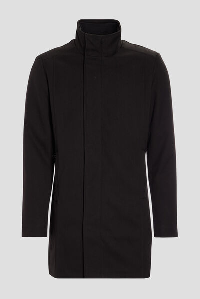 Manteau droit long noir homme