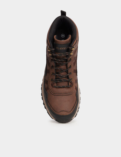 Baskets montantes à lacets marron cognac homme