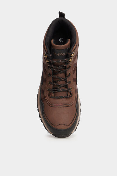 Baskets montantes &agrave; lacets marron cognac homme