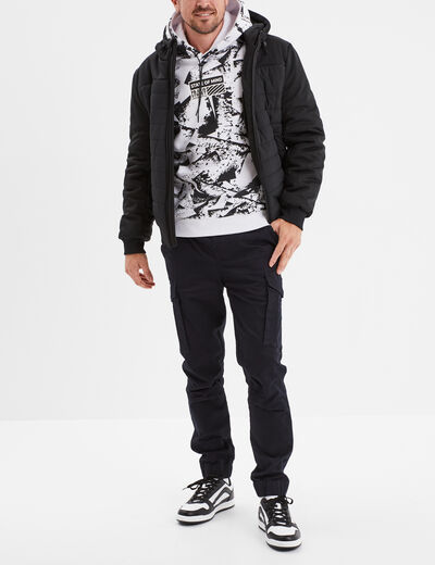 Pantalon cargo slim bleu fonc&eacute; homme