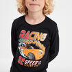 T-shirt col rond manches longues coton noir garçon