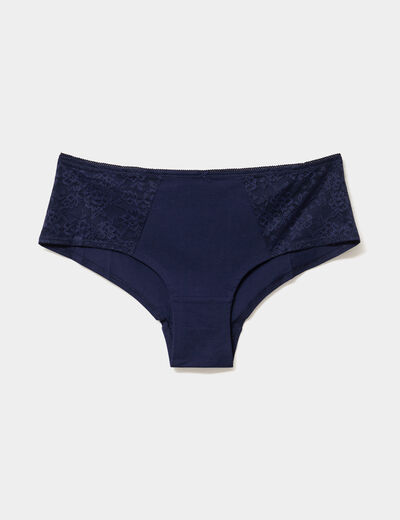 Shorty coton majoritaire avec dentelle bleu marine femme grande taille