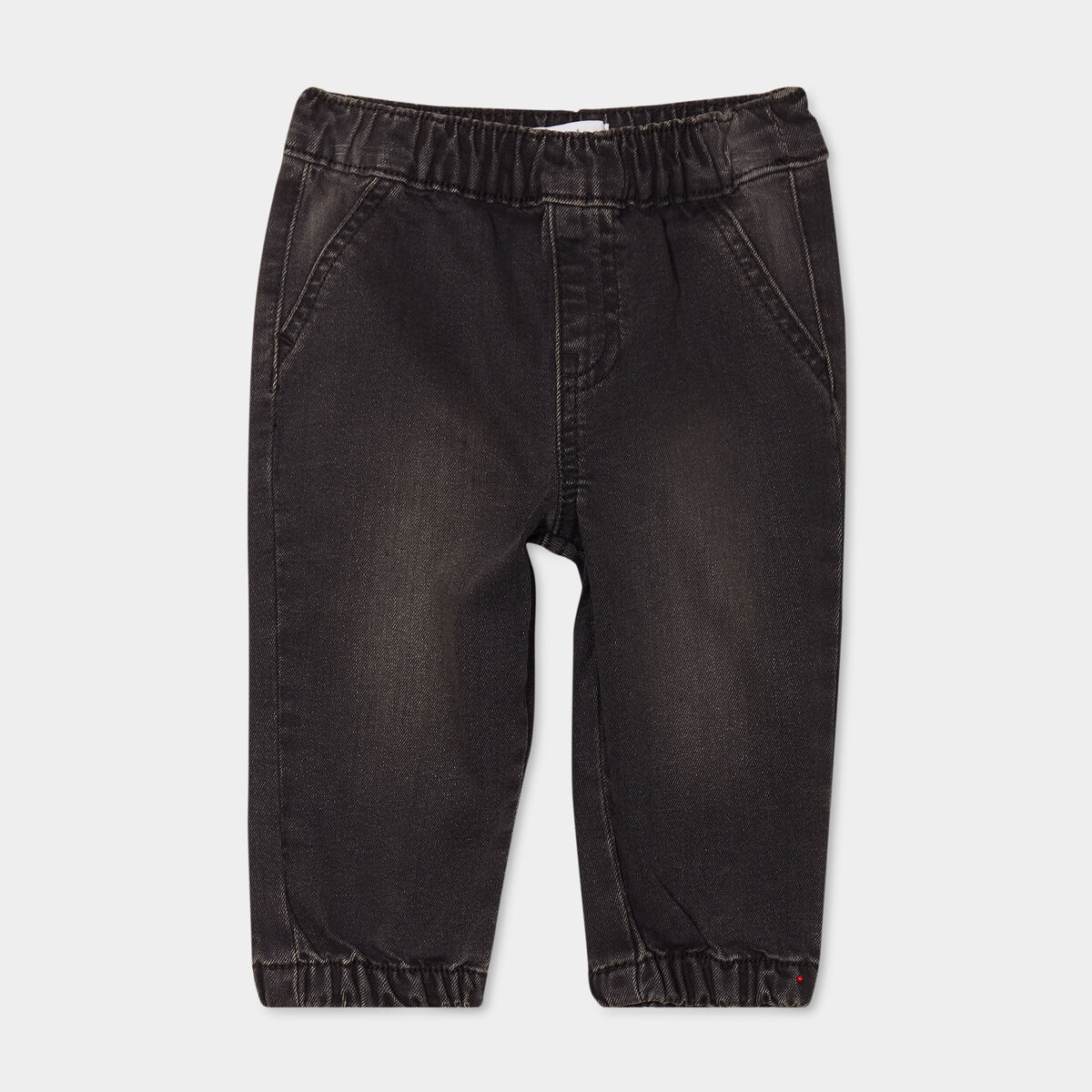 Jeans jogger bas &eacute;lastiqu&eacute; coton denim noir b&eacute;b&eacute; gar&ccedil;on