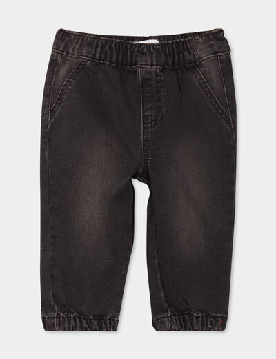 Jeans jogger bas élastiqué coton denim noir bébé garçon