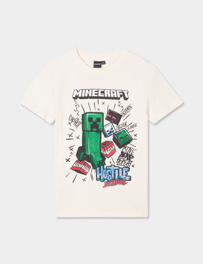 T-shirt manches courtes Minecraft blanc garçon