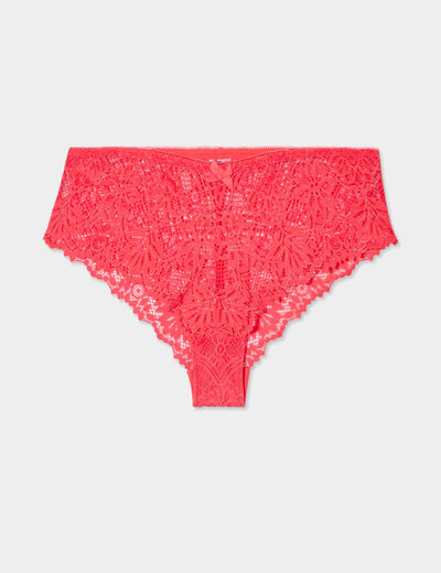 Shorty en dentelle rouge femme
