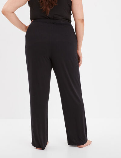 Pantalon de pyjama droit fluide noir femme grande taille