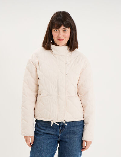 Veste matelass&eacute;e taille ajustable ivoire femme