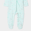 Dors-bien coton manches longues boutonné bleu clair bébé fille