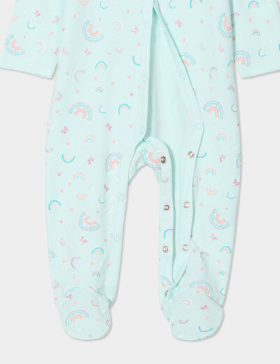 Dors-bien coton manches longues boutonné bleu clair bébé fille