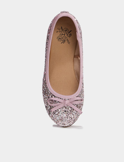 Ballerines &agrave; paillettes vieux rose fille