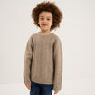 Pull manches longues col rond beige gar&ccedil;on