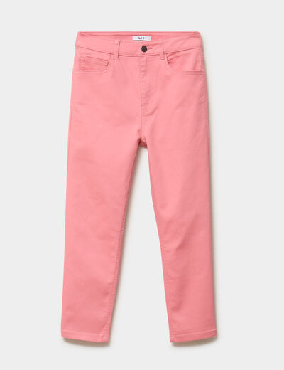Pantacourt slim twill 5 poches rose vif femme