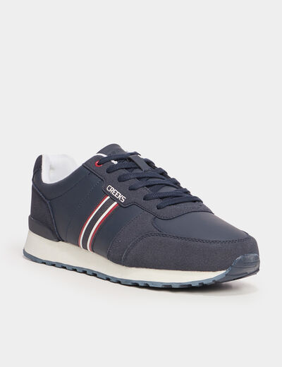 Baskets running à lacets bleu marine homme