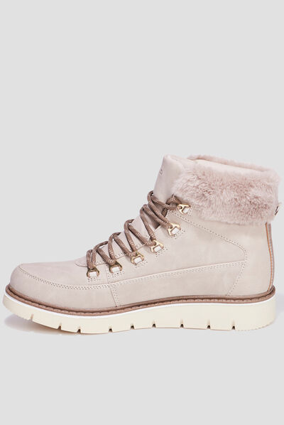 Bottines fourrées à lacets Trappeur taupe femme