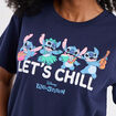 T-shirt manches courtes coton Stitch bleu marine femme
