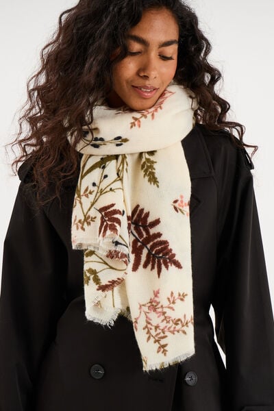 &Eacute;charpe florale ivoire femme