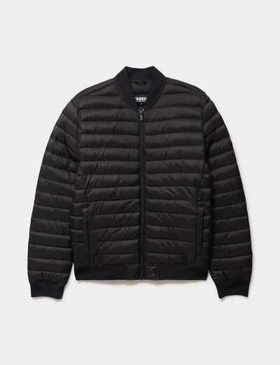 Doudoune l&eacute;g&egrave;re d&eacute;perlante col teddy noir homme