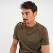 T-shirt col tunisien manches courtes vert kaki homme