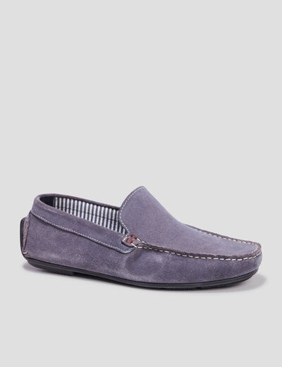 Mocassins en cuir bleu homme