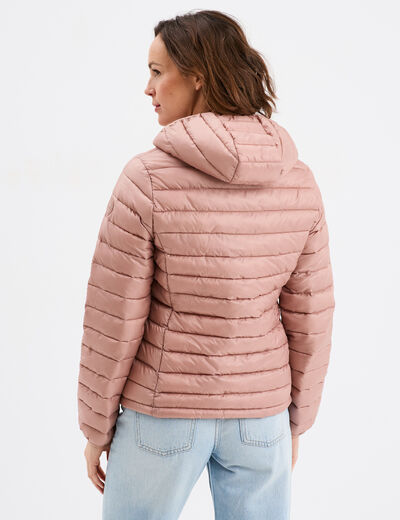 Doudoune légère déperlante à capuche vieux rose femme