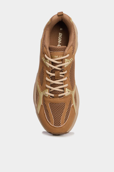 Baskets running &agrave; lacets marron femme
