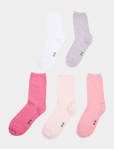 Lot 5 paires chaussettes coton rose mixte
