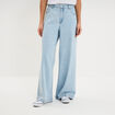 Jean extra large taille haute coton denim triple stone femme