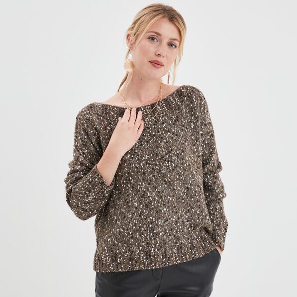 Pull manches longues vert kaki femme