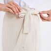 Jupe courte portefeuille mélange lin beige femme