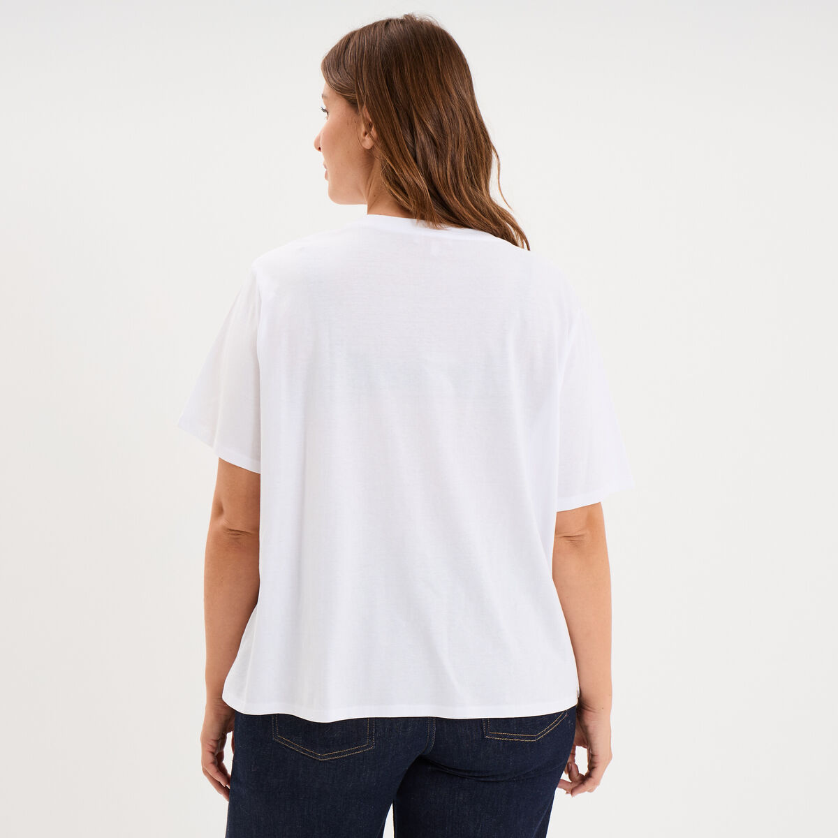 T-shirt loose logo NAF NAF floqu&eacute; blanc femme grande taille