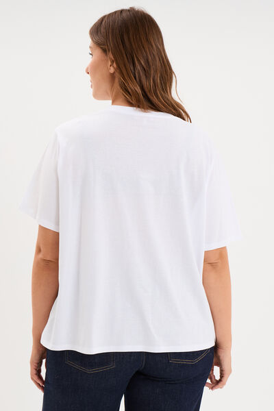 T-shirt loose logo NAF NAF floqu&eacute; blanc femme grande taille